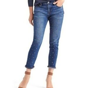 GAP Stars Studded Mid Rise Ankle Girlfriend Jeans